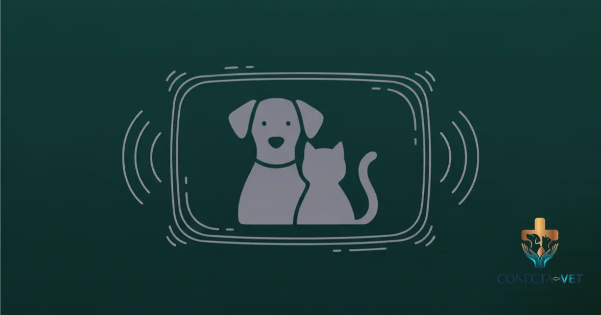 Médico veterinário realizando teleconsulta com tutor e paciente canino via videoconferência