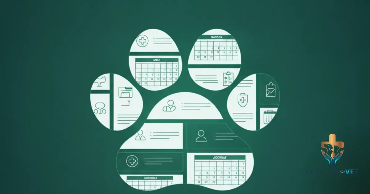 Dashboard digital de agenda veterinária com consultas organizadas por horário e especialidade